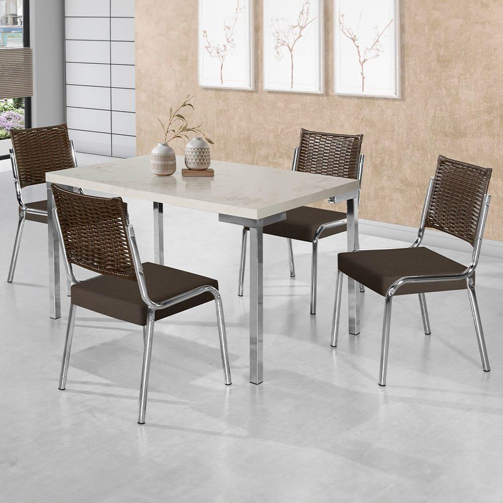 Mesa de Jantar Aço Nobre Kansas com 4 Cadeiras com Assento Estofado Revestido em Suede - 2