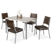 Mesa de Jantar Aço Nobre Kansas com 4 Cadeiras com Assento Estofado Revestido em Suede - 1