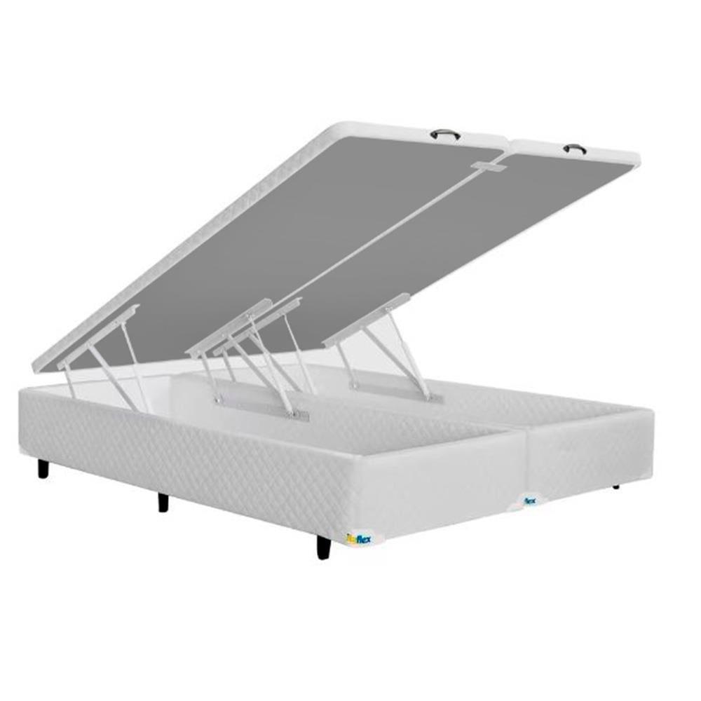Cama Box Queen Size MGA Universal com Baú e Pistão a Gás + Colchão Umaflex Itália com Pillow Top e Molas Ensacadas 26x158x198cm – Branca - 3