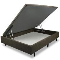 Colchão Casal Umaflex Orleans com Molas Ensacadas + Base Box MGA Lift Cotton com Baú e Pistão à Gás 59x138x188cm - Marrom/Branco