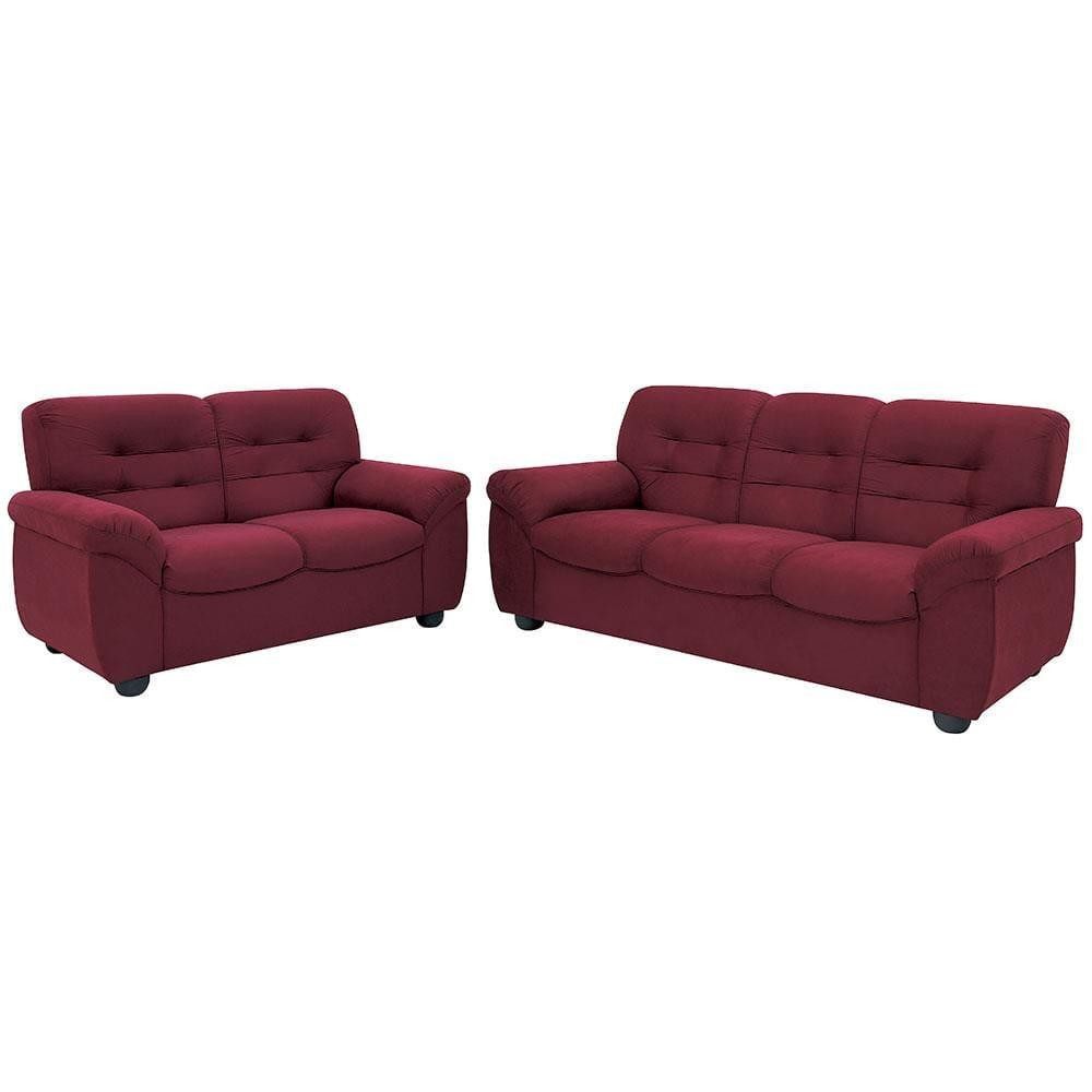 Sofá de 3 e 2 Lugares Linoforte Stillus II com 154 cm e 204 de Larguras e Revestidos em Tecido Suede - 2