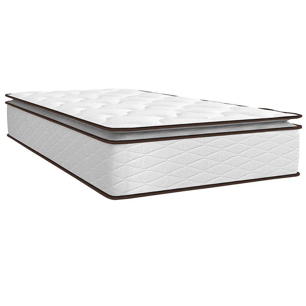 Cama Box de Solteiro Umaflex New Itália com Molas Ensacadas e Pillow Top D26 - 63x88x188cm - Branco/Marrom - 3