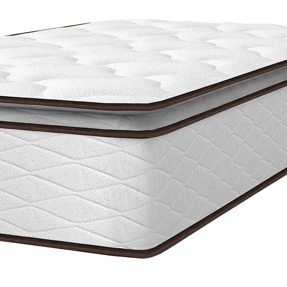 Cama Box de Solteiro Umaflex New Itália com Molas Ensacadas e Pillow Top D26 - 63x88x188cm - Branco/Marrom - 4
