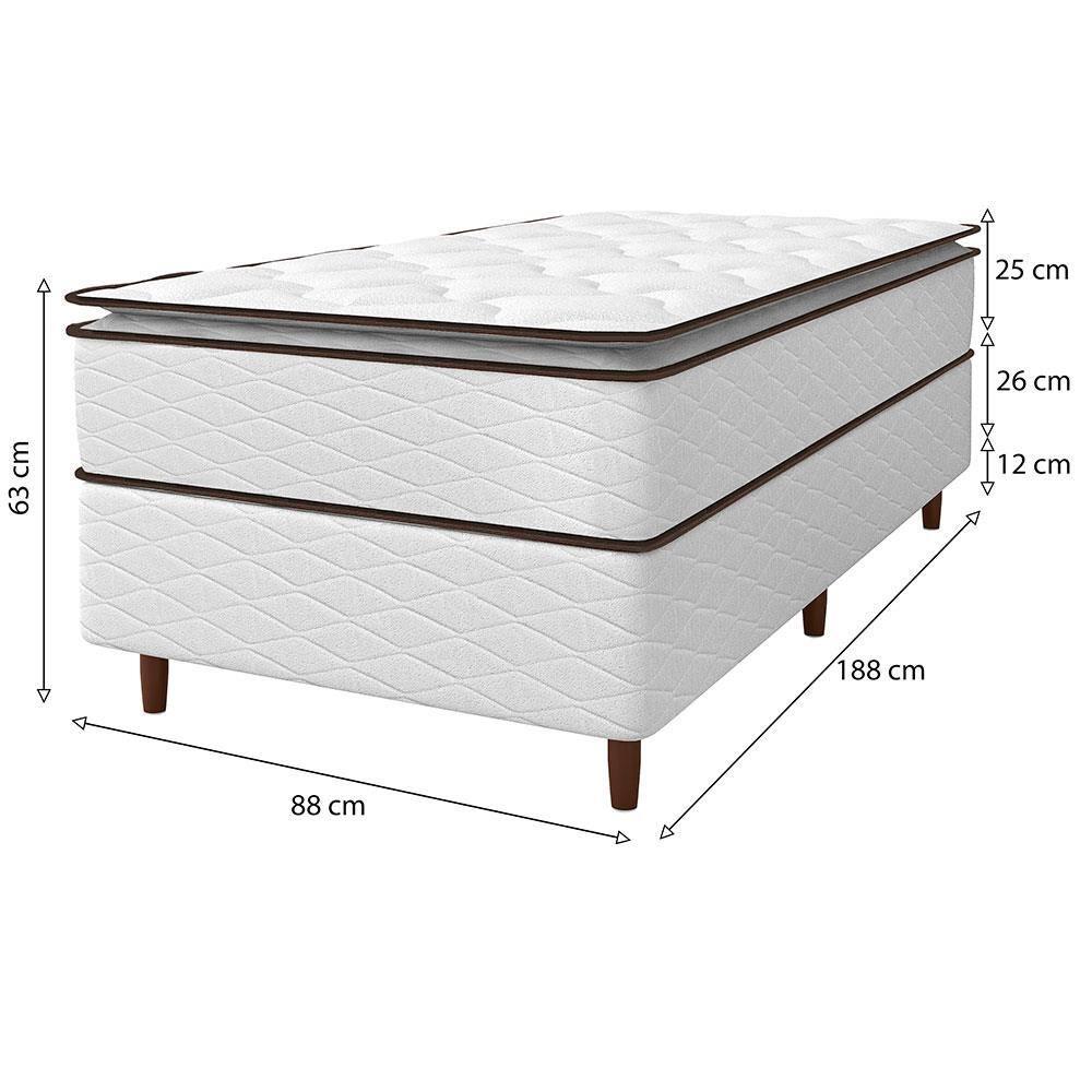 Cama Box de Solteiro Umaflex New Itália com Molas Ensacadas e Pillow Top D26 - 63x88x188cm - Branco/Marrom - 9