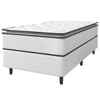Cama Box de Solteiro Umaflex New Itália com Molas Ensacadas e Pillow Top D26 - 63x88x188cm - Branco/Marrom - 1