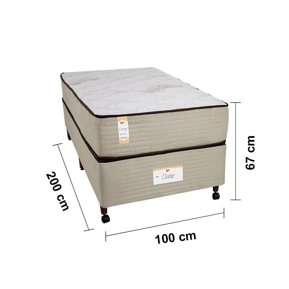 Cama Box Solteirão Castor Dome One Revestida em Tecido Suede + Colchão com Molejo Tecnopedic e Revestimento em Malha 27x100x200cm - Bege - 4
