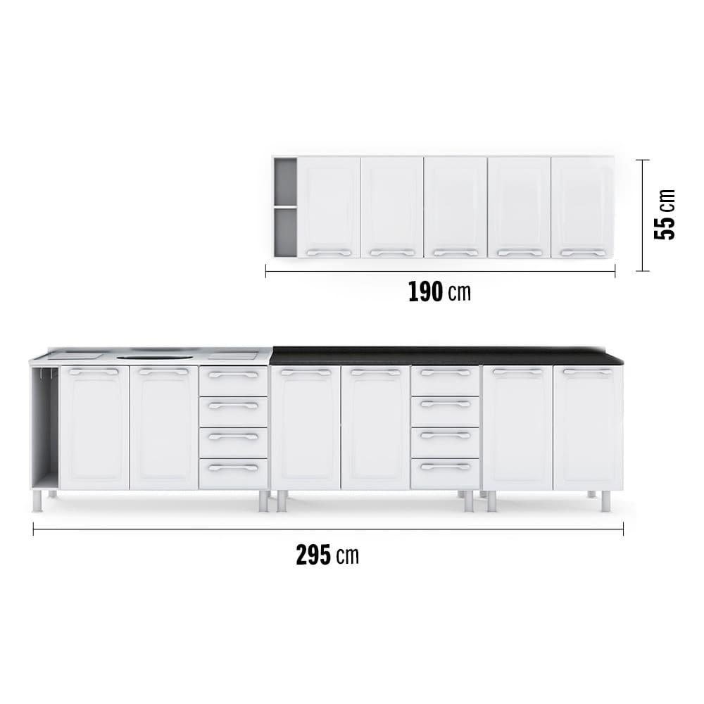 Cozinha Modulada Itatiaia Diamante 5 Peças 11 Portas 8 Gavetas 295cm de Largura - 4