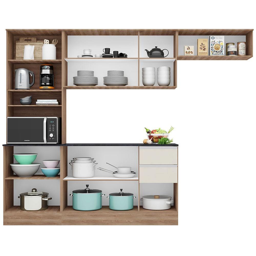 Cozinha Compacta Poliman Paris com 9 Portas, 2 Gavetas e 6 Prateleiras - 260cm de largura - 3