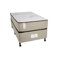 Cama Box Solteiro Castor Dome One Revestida em Tecido Suede + Colchão com Molejo Tecnopedic e Revestimento em Malha 27x88x188cm – Bege - 1