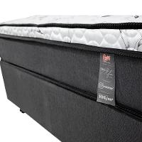 Cama Box Viúva Castor New Alfa com revestimento em tecido Poliéster Cinza + Colchão Viúva New Alfa One com Molejo Tecnopedic, Euro Pillow 24x128x188cm