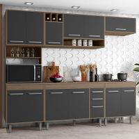 Cozinha Compacta Poliman Barcelona com 13 Portas, 2 Gavetas, 5 Prateleiras e Nicho para Micro-ondas - 258cm de largura - 1