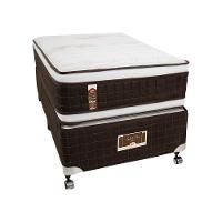 Cama Box Solteirão Castor Selle P Double com Revestimento em Tecido Suede + Colchão com Molejo Tecnopedic, Euro Pillow 34x100x200cm – Marrom e Bege - 1