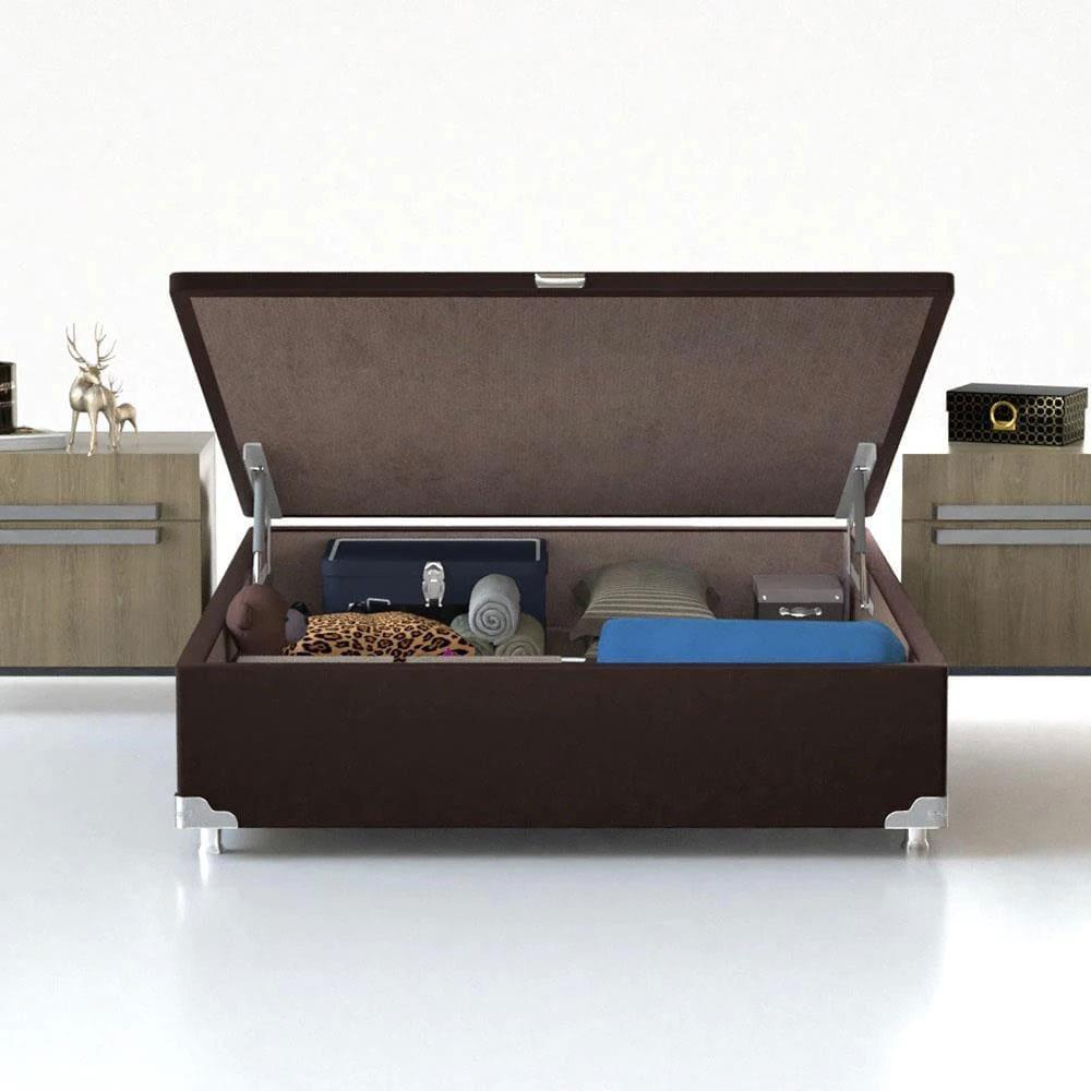 Cama Box de Casal Hellen Millenium Espuma D33 com Box Baú Probel Universal 59x138x188cm - Marrom/Bege - 3