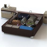 Cama Box de Casal Hellen Millenium Espuma D33 com Box Baú Probel Universal 59x138x188cm - Marrom/Bege