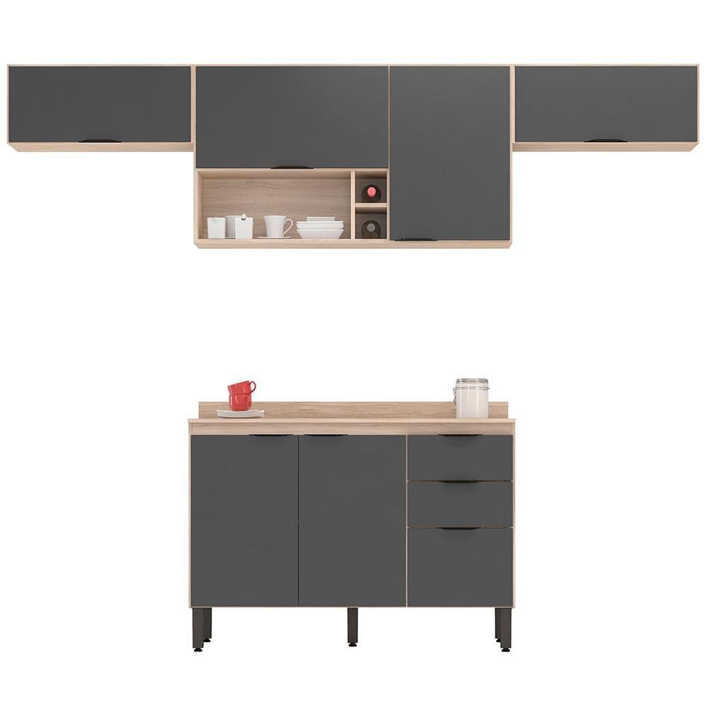 Cozinha Completa Demóbile Firenze com 7 Portas, 3 Gavetas, 3 Prateleiras e Nicho - 259,5cm de Largura - 2