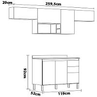 Cozinha Completa Demóbile Firenze com 7 Portas, 3 Gavetas, 3 Prateleiras e Nicho - 259,5cm de Largura - 5