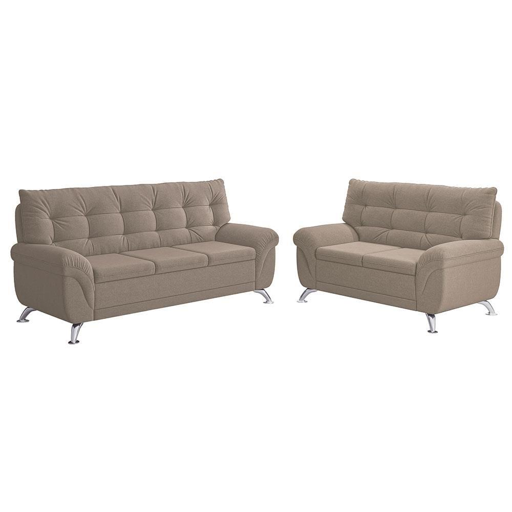Sofá 3 e 2 Lugares Linoforte Arezzo Revestido em Tecido Suede com Larguras de 202cm e 152cm - 2