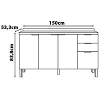 Balcão Bartira Universal com 3 Portas, 3 Gavetas e 2 Prateleiras - 150 cm de largura - 3