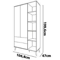 Guarda-Roupa Infantil Bartira Ternura com 5 Nichos, 2 Portas, 2 Gavetas - 106,8 cm de largura - 5