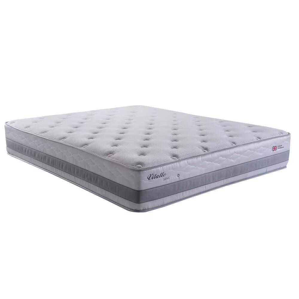 Cama Queen Size Herval Vitalle com Revestimento em Tecido Poliéster, Laterais com Bordado Matelassê e Colchão com Molas Maxpring 31x79x198cm - Cinza - 2