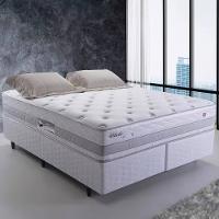 Cama Queen Size Herval Vitalle com Revestimento em Tecido Poliéster, Laterais com Bordado Matelassê e Colchão com Molas Maxpring 31x79x198cm - Cinza - 1
