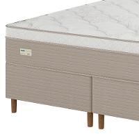 Cama Box Queen Size Umaflex Milão Bipartida com Revestimento em Malha + Colchão com Euro Pillow e Molas Ensacadas 30x158x198cm – Bege e Branca - 3