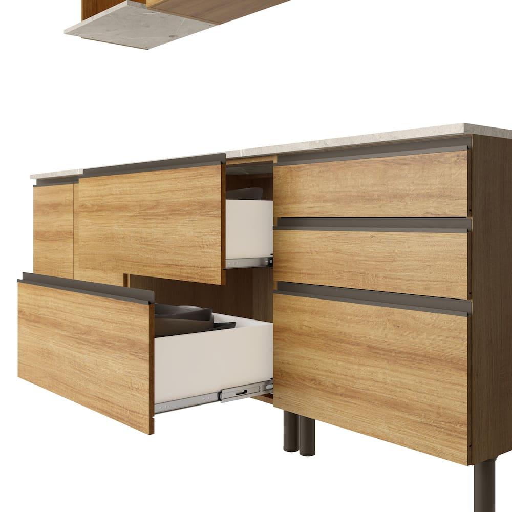 Cozinha Completa Bartira Cristal 300cm com 8 Portas 5 Gavetas e Nicho Micro-ondas - 5