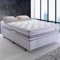 Cama Box Casal Herval Vitalle com Revestimento em Tecido Poliéster, Laterais com Bordado Matelassê e Colchão com Molas Maxpring 31x138x188cm - Cinza - 1