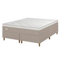 Cama Box King Size Umaflex Milão Bipartida com Revestimento em Malha + Colchão com Euro Pillow e Molas Ensacadas 30x193x203cm – Bege e Branca - 2