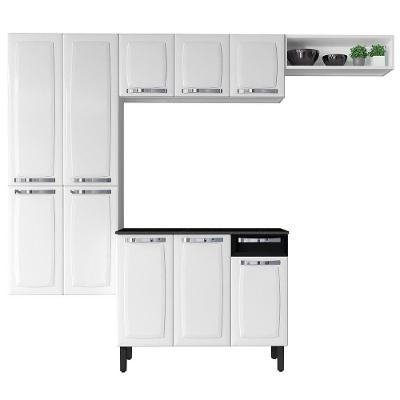 Cozinha Compacta Itatiaia Rose com 10 Portas, 1 Gaveta e 6 Prateleiras - 245cm de Largura