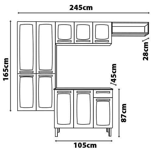 Cozinha Compacta Itatiaia Rose com 10 Portas, 1 Gaveta e 6 Prateleiras - 245cm de Largura - 8