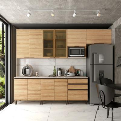 Cozinha Completa Bartira Cristal com 10 Portas, 3 Gavetas e 6 Prateleiras - 300cm de Largura