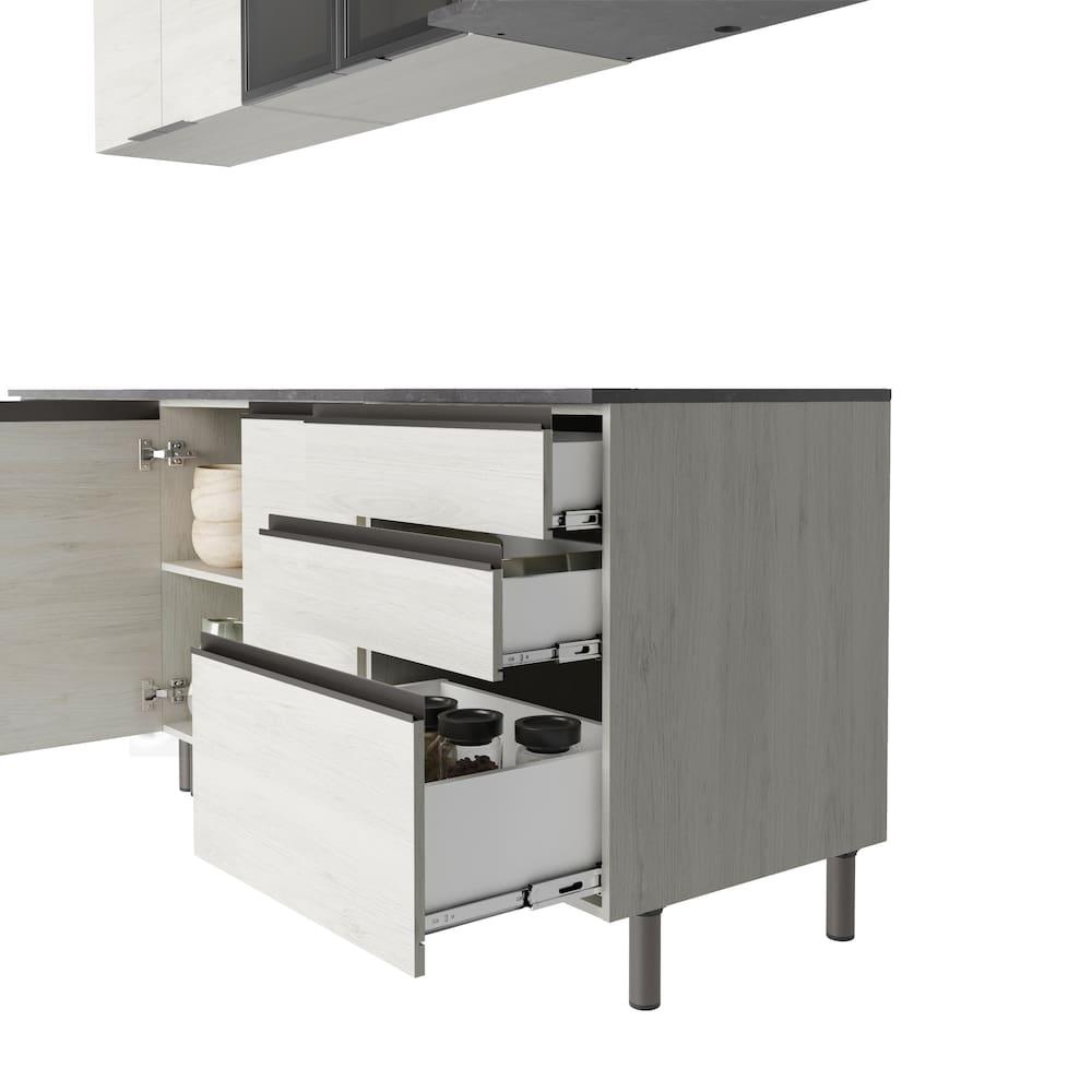 Cozinha Completa Bartira Cristal com 10 Portas, 3 Gavetas e 6 Prateleiras - 300cm de Largura - 5