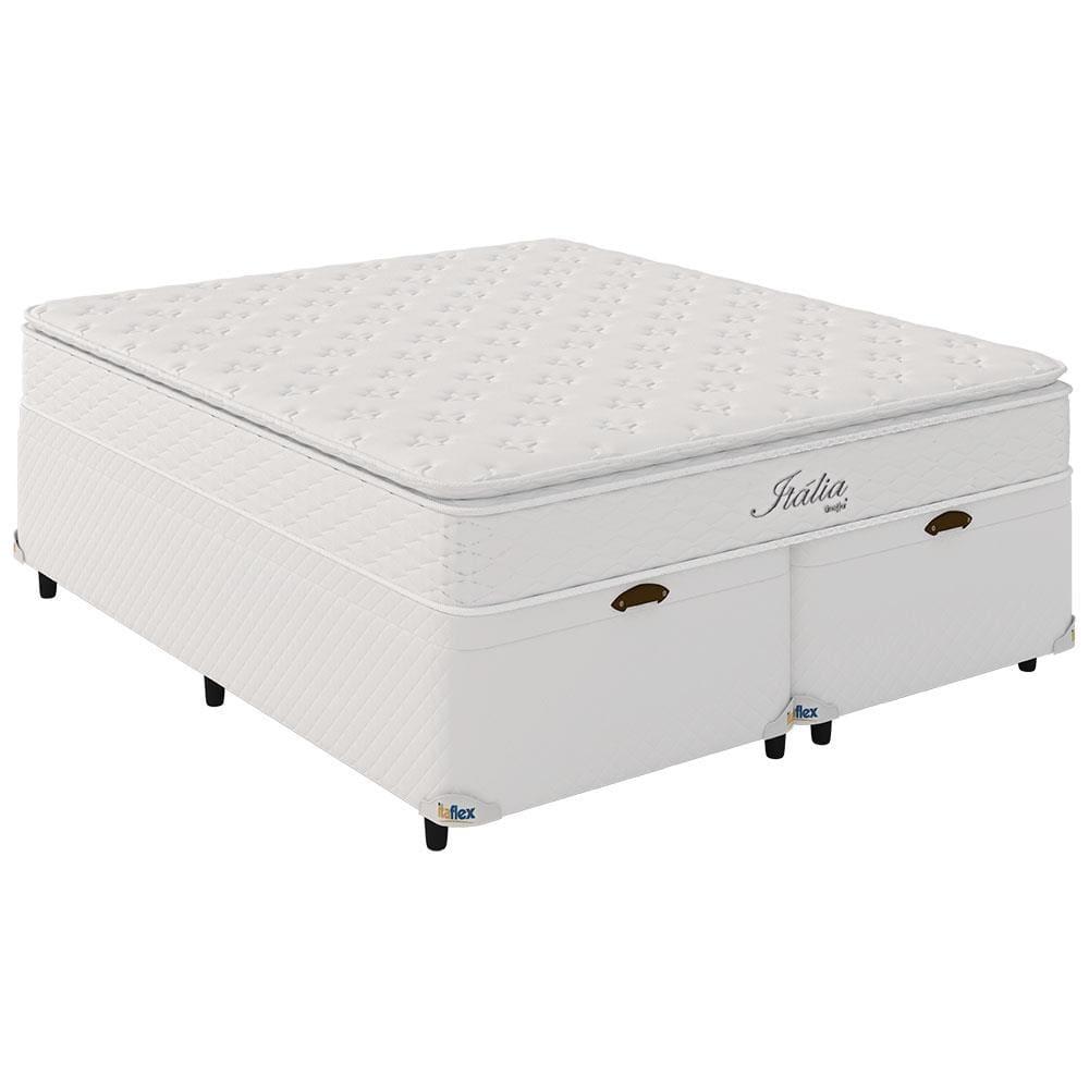 Cama Box Queen Size com Colchão Umaflex Itália e Base Itaflex Universal com Pillow Top, Molas Ensacadas e Baú - Branco - 2