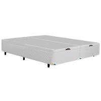Cama Box Queen Size com Colchão Umaflex Itália e Base Itaflex Universal com Pillow Top, Molas Ensacadas e Baú - Branco