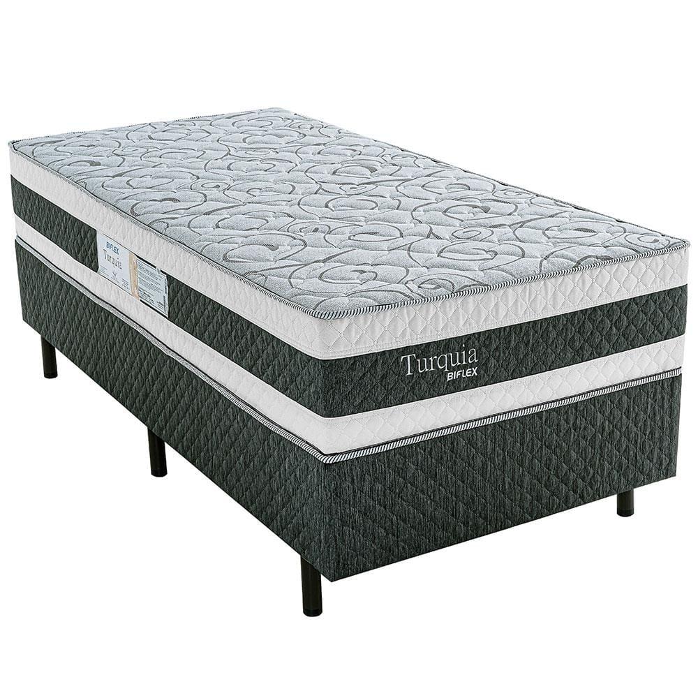 Cama Box de Solteiro Biflex Turquia com Molas Ensacadas e Pillow Inn 69x88x188cm - Branco/Grafite - 2