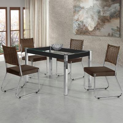 Mesa de Jantar Aço Nobre Cláudia com Tampo Kanon e 4 Cadeiras