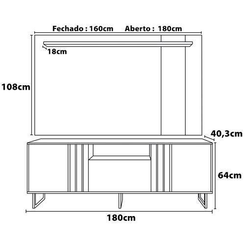 Rack Colibri Juruá com Painel Extensível Leme para TV de até 70" - 4