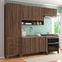 Cozinha Compacta Bartira Jaspe com 1 Pia, 6 Portas, 3 Gavetas e 6 Prateleiras - 260,4 cm de Largura - 1