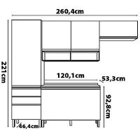 Cozinha Compacta Bartira Jaspe com 1 Pia, 6 Portas, 3 Gavetas e 6 Prateleiras - 260,4 cm de Largura - 7
