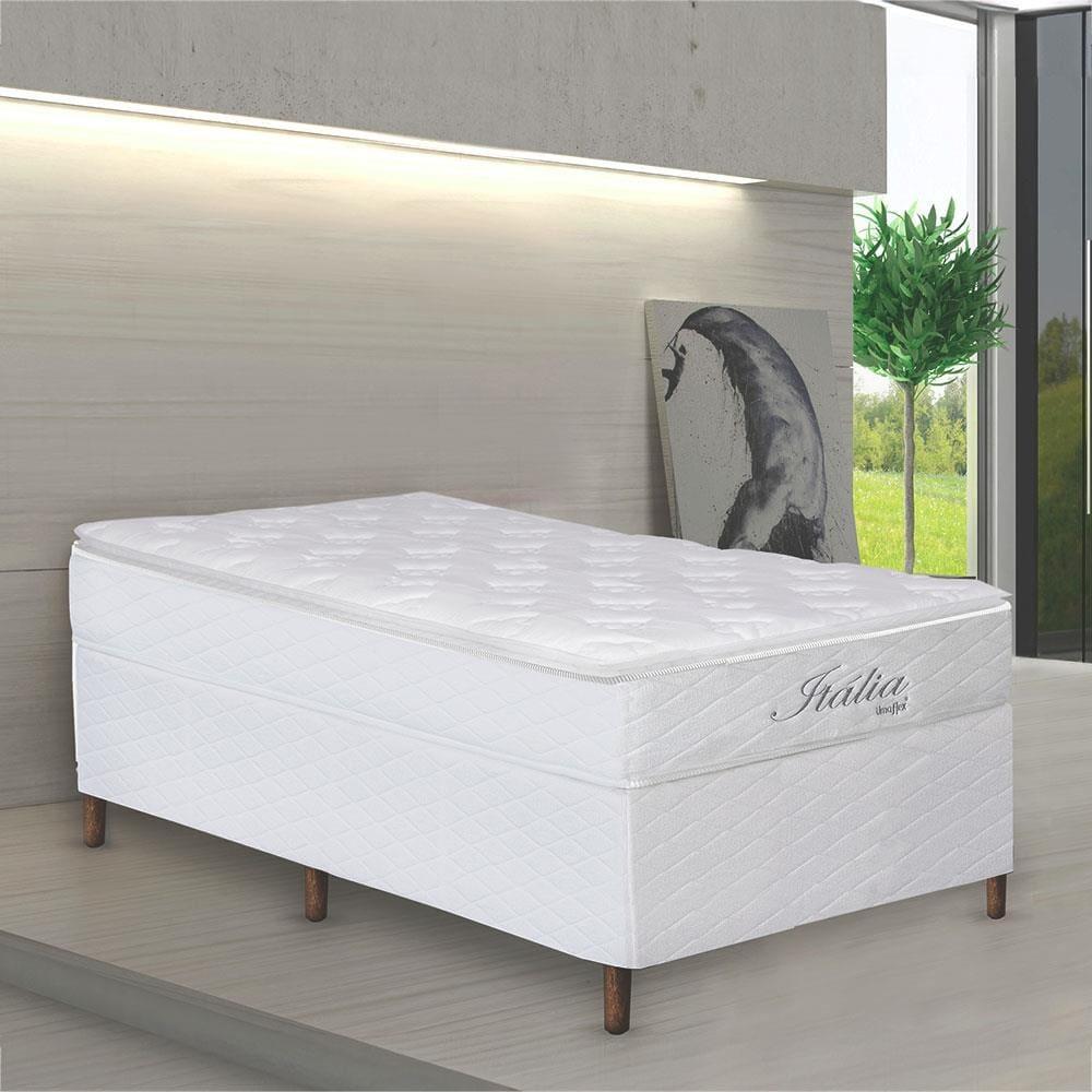 Cama Box de Solteiro Umaflex Itália com Pillow Top e Molas Ensacadas 69x88x188cm - Branco - 1