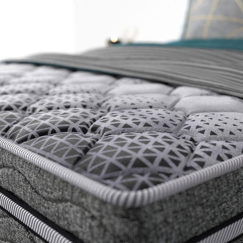 Cama Box Queen Size Probel Village D28 com Molas Ensacadas e Pillow Euro 68x158x198cm - Branco/Preto - 7