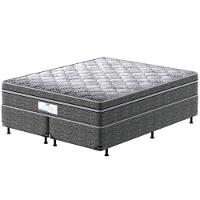 Cama Box Queen Size Probel Village D28 com Molas Ensacadas e Pillow Euro 68x158x198cm - Branco/Preto - 2