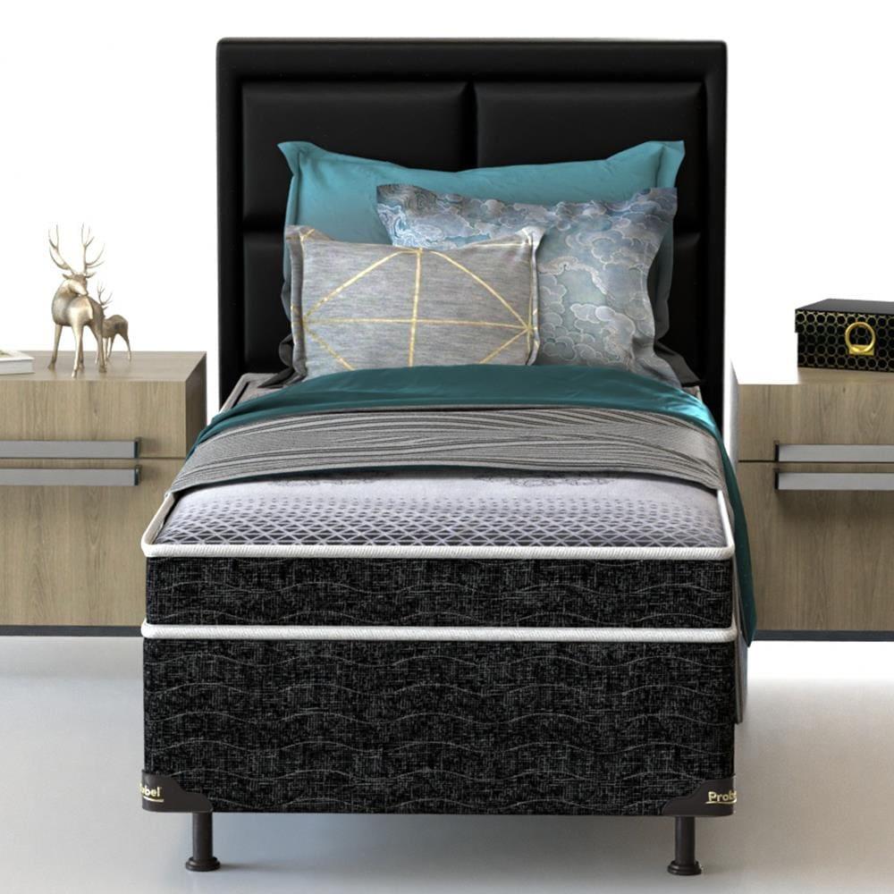 Cama Box de Solteiro Probel Guarda Costas Espuma D20 50x88x188cm - Branco/Preto - 1