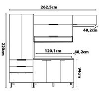 Cozinha Compacta Bartira Topázio UP com 8 Portas, 3 Gavetas e 5 Prateleiras - 262,5cm de largura - 5