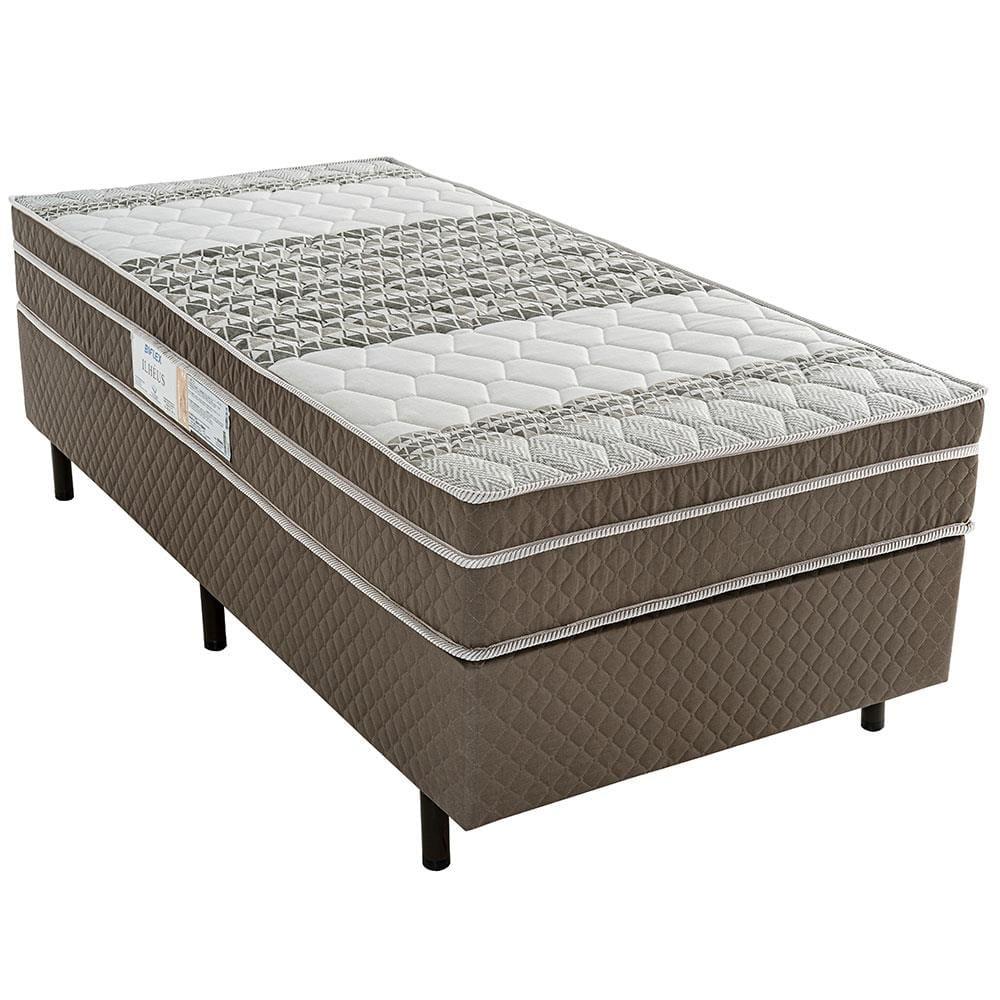 Cama Box de Solteiro Biflex Ilhéus com Molas Ensacadas e Euro Pillow 63x88x188cm - Marrom/Bege Estampado - 2