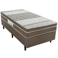 Cama Box de Solteiro Biflex Ilhéus com Molas Ensacadas e Euro Pillow 63x88x188cm - Marrom/Bege Estampado - 2