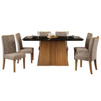 Mesa de Jantar Retangular DJ Móveis Raquel Plus com 6 Cadeiras Revestidas em Suede e Veludo - 2
