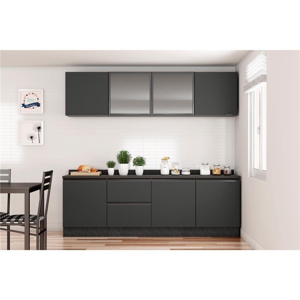 Cozinha Completa Bartira Línea com 7 Portas, 3 Gavetas e 6 Prateleiras - 200cm de largura - 2