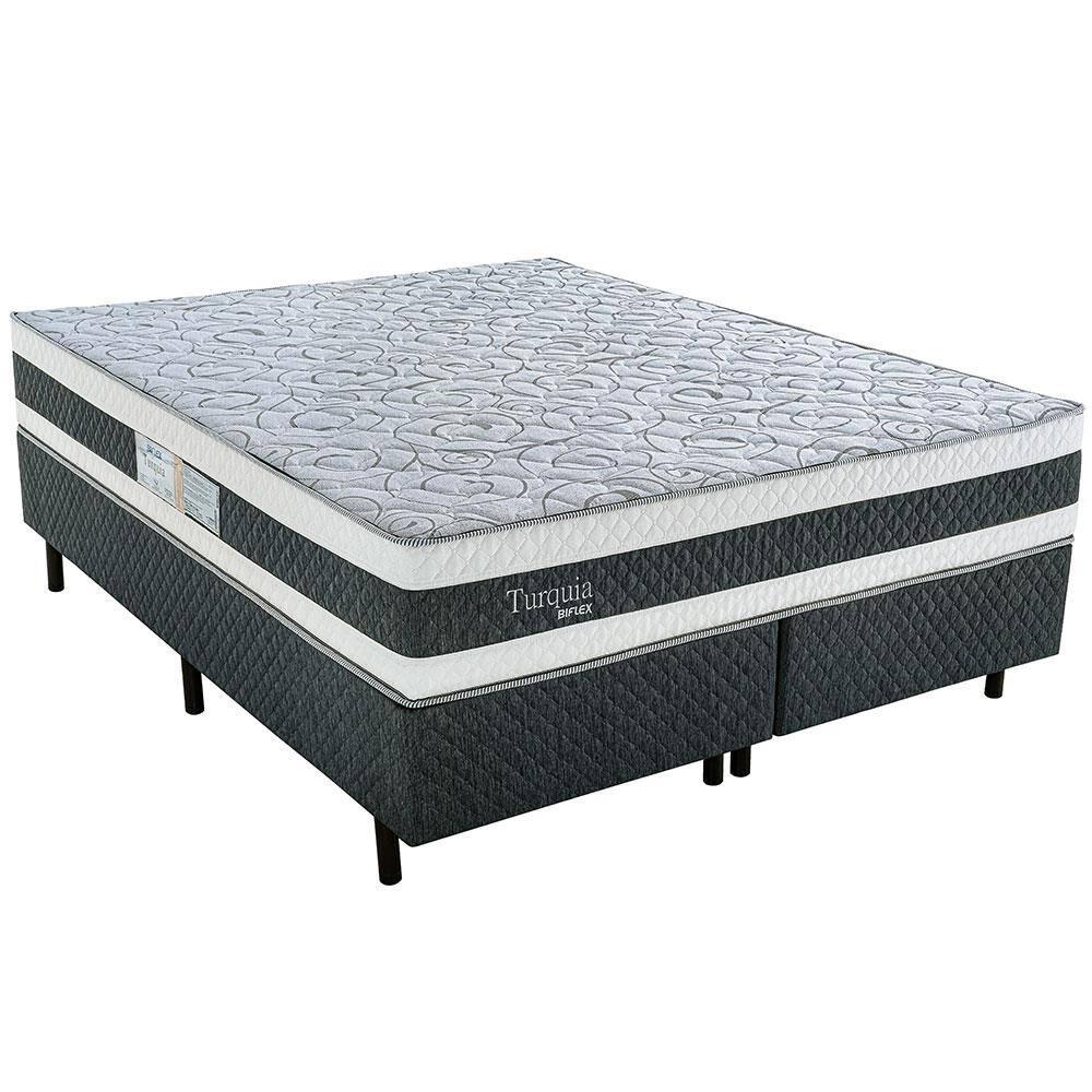 Cama Box Queen Size Biflex Turquia com Molas Ensacadas e Pillow Inn 69x158x198cm - Branco/Grafite - 2
